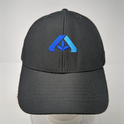 Image Solutions Strapback Hat Black One Size Embroidered Logo 6 Panel