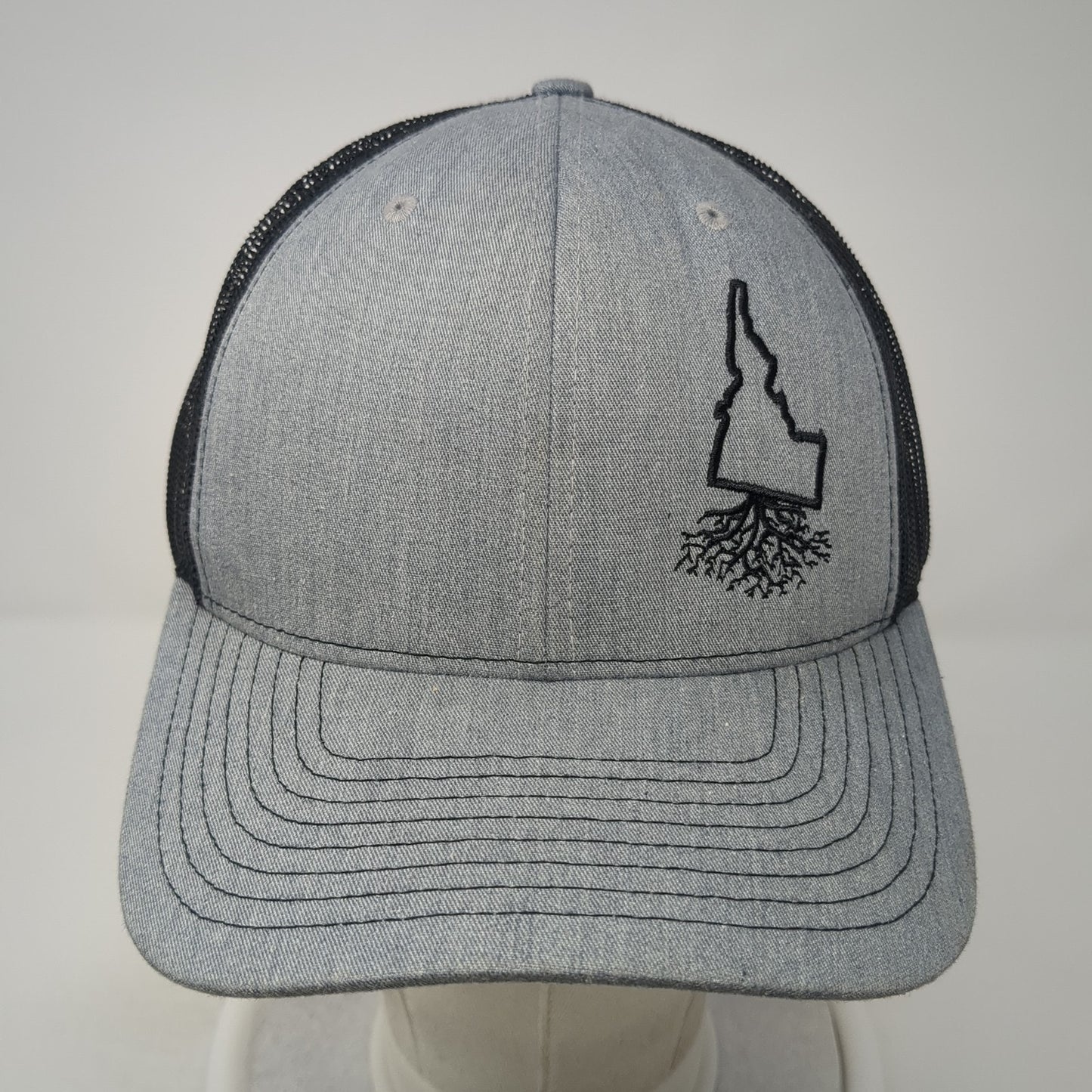 Idaho Roots Snapback Mesh Back Trucker Hat Gray One Size Colorblock