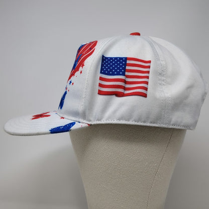 5 Panel Hat White Red Blue One Size Patriotic Butterfly American Flag Snapback