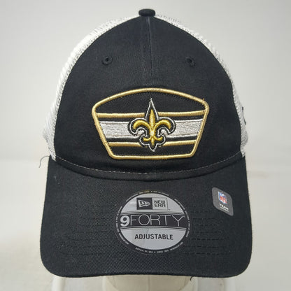 New Era New Orleans Saints NFL Snapback Black White Gold OS Mesh Patch Hat Logo