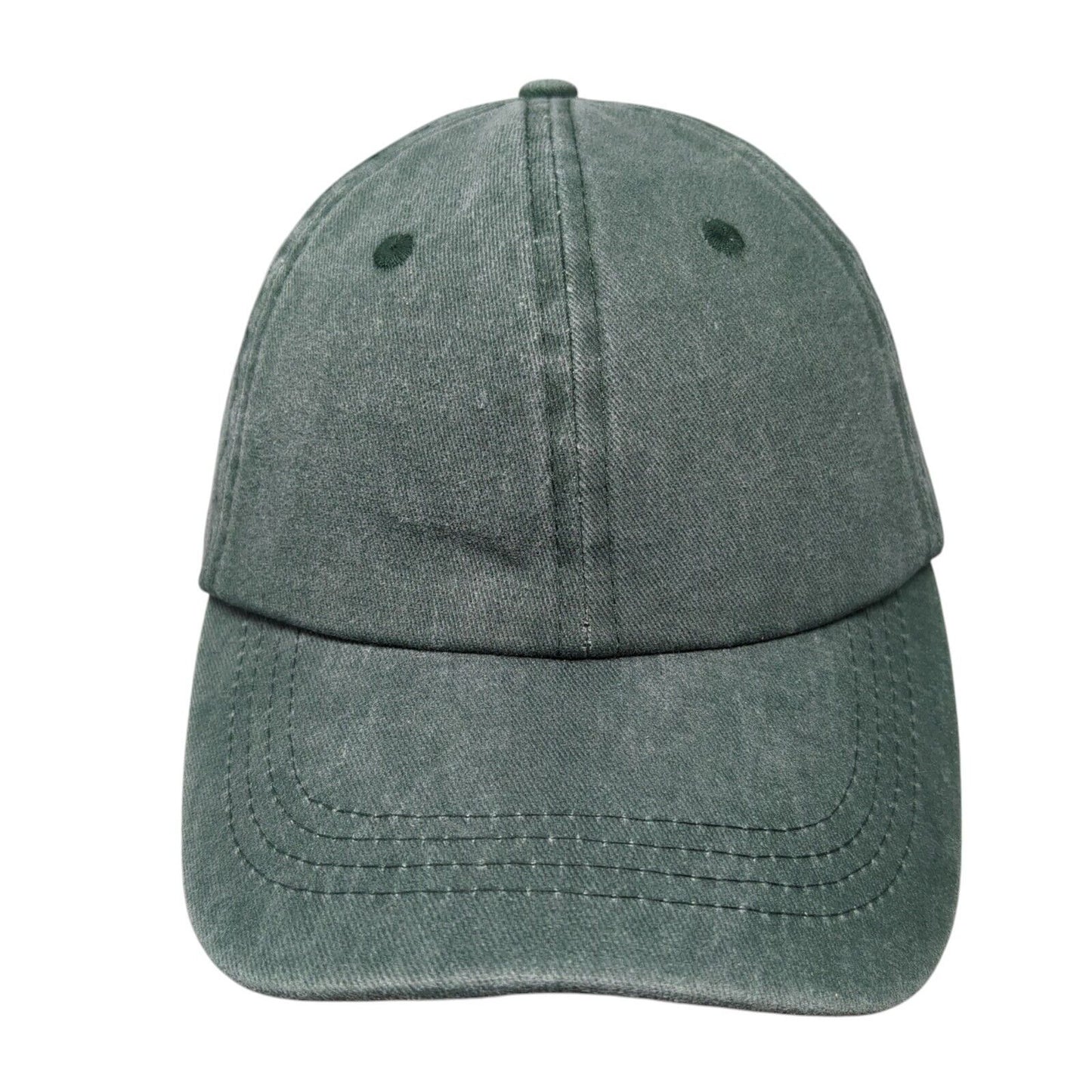 HR Ponytail Slideback Hat Green One Size Adjustable Vented Holes 6 Panel Blank