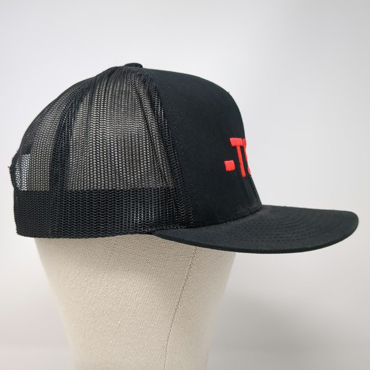 Yupoong Trucker Hat Black One Size Mesh Back Snapback TSP+ Graphic Flat Brim