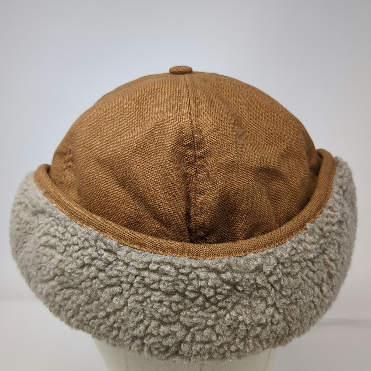 Carhartt Baseball Cap Brown XL Sherpa Lined Ear Flaps Duck Canvas Winter Hat