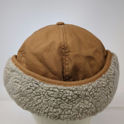 Carhartt Baseball Cap Brown XL Sherpa Lined Ear Flaps Duck Canvas Winter Hat