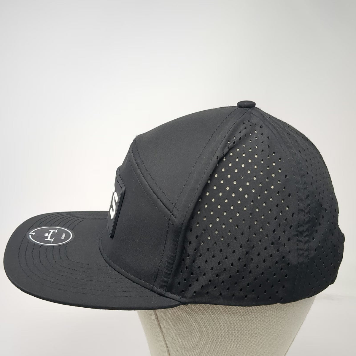 Zapped Trucker Hat Black One Size Perforated Mesh Snapback ETS Rubber Patch Flat