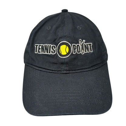 Tennis Point Strapback Hat Black One Size Adjustable Embroidered Port & Company