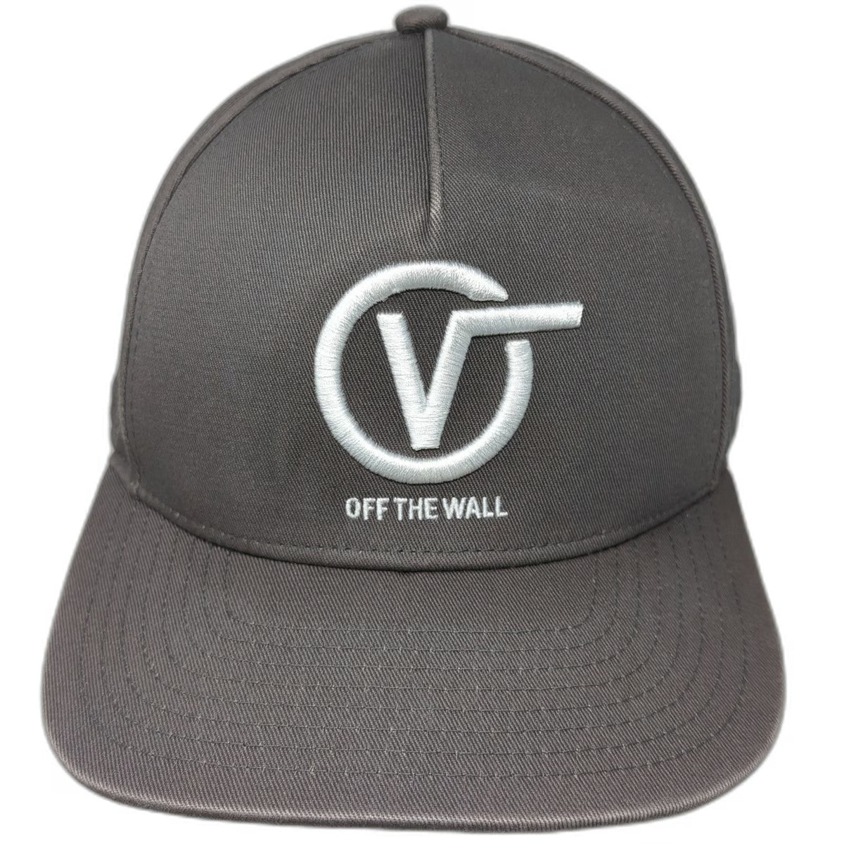 Vans 5 Panel Gray One Size Snapback Hat Off The Wall Logo Structured Embroidered