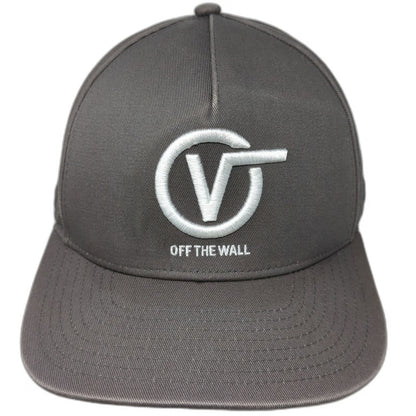 Vans 5 Panel Gray One Size Snapback Hat Off The Wall Logo Structured Embroidered