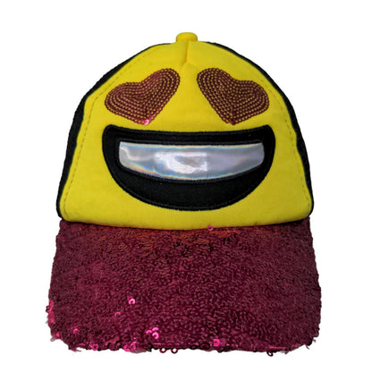 Unbranded Girl's Snapback Mesh Back Hat Multicolor Smiley Face Sparkly