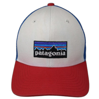 Patagonia Trucker Hat White Red Blue One Size Mesh Back Snapback Logo Cap