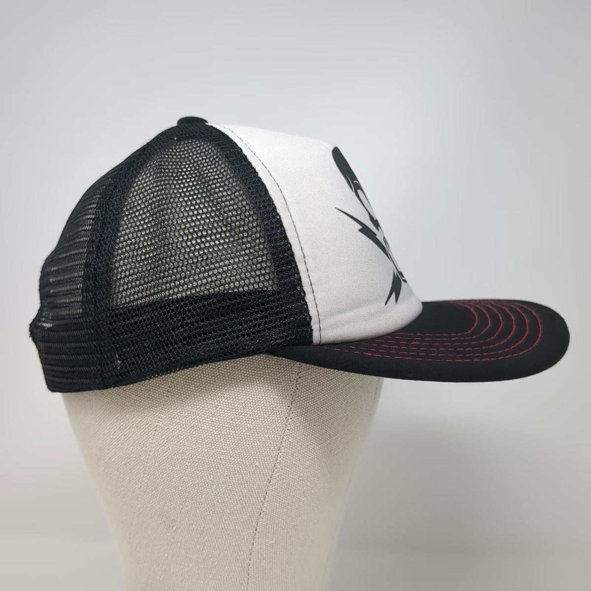 Fatal Trucker Hat Black One Size Skull Pink Bow Lightning Bolts Snapback
