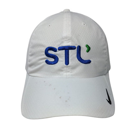 STL Strapback Hat White OSFM Embroidered Nike Heritage 86 Dri-Fit