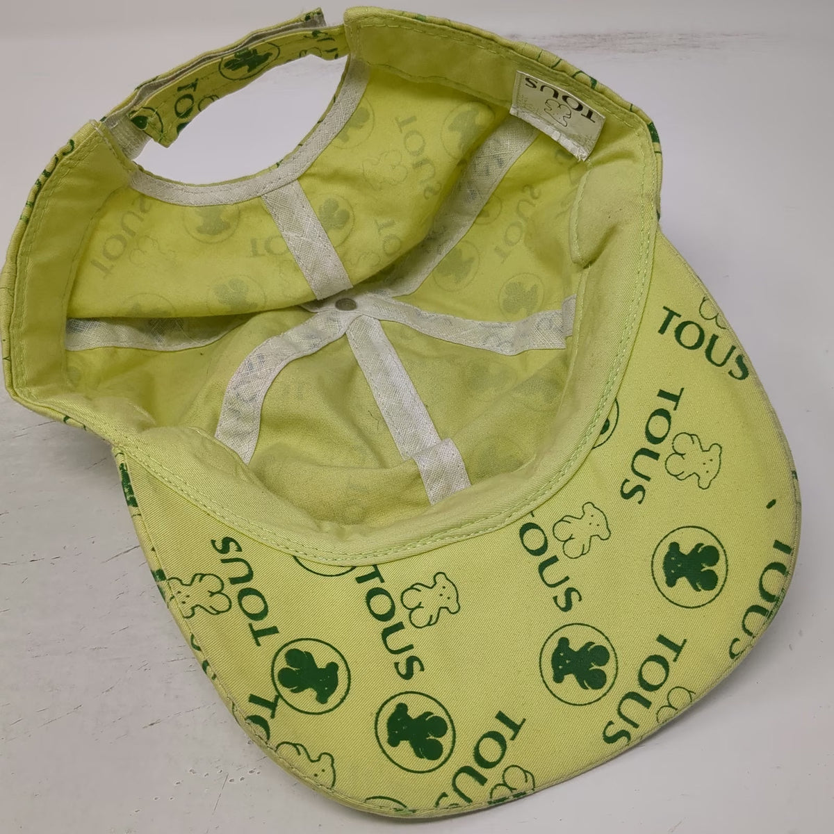 TOUS Baseball Cap Green One Size Bear Logo All-over Print Strapback Casual Hat