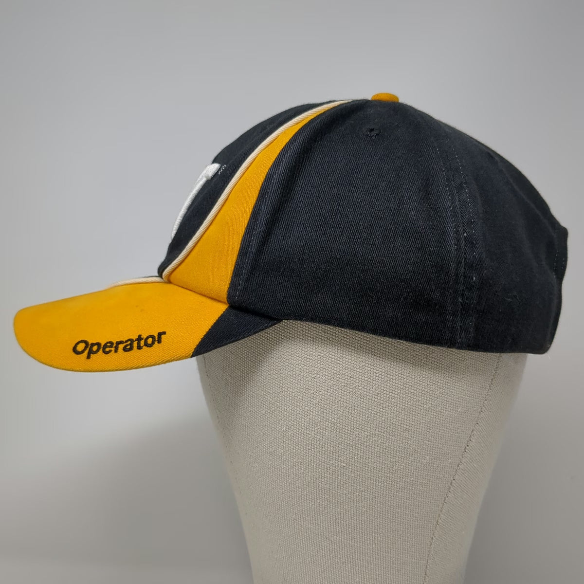 Caterpillar Baseball Cap Black Yellow One Size Operator Logo Strapback Work Hat