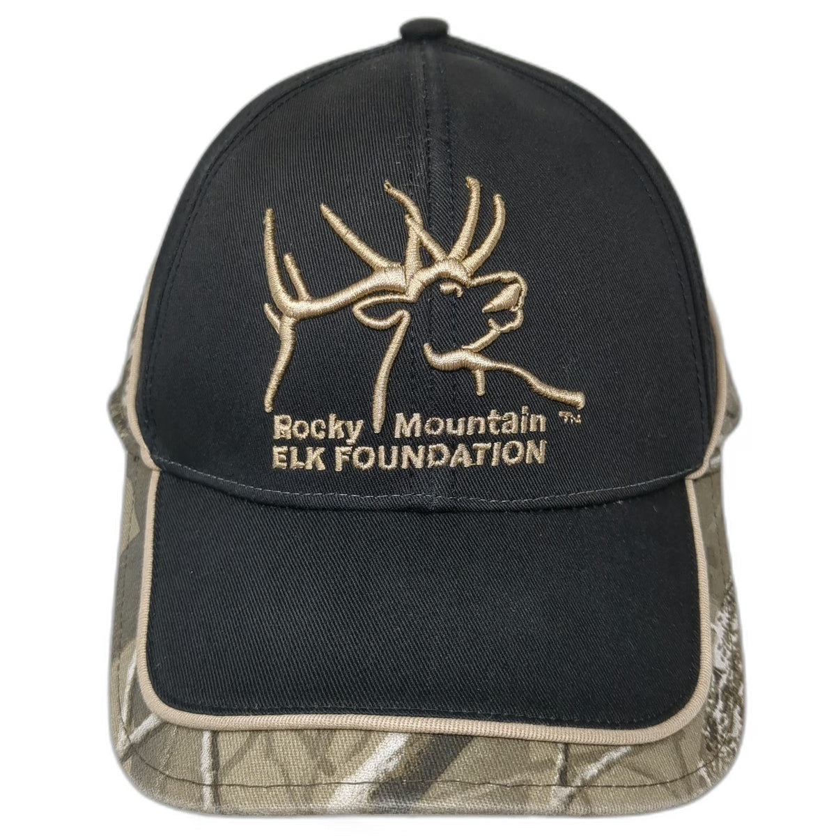 Rocky Mountain Elk Foundation Baseball Cap Black Camo One Size Strapback Hat