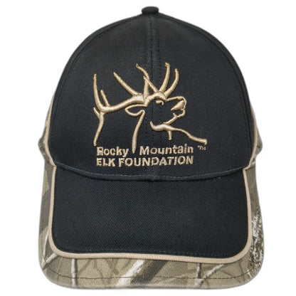 Rocky Mountain Elk Foundation Baseball Cap Black Camo One Size Strapback Hat