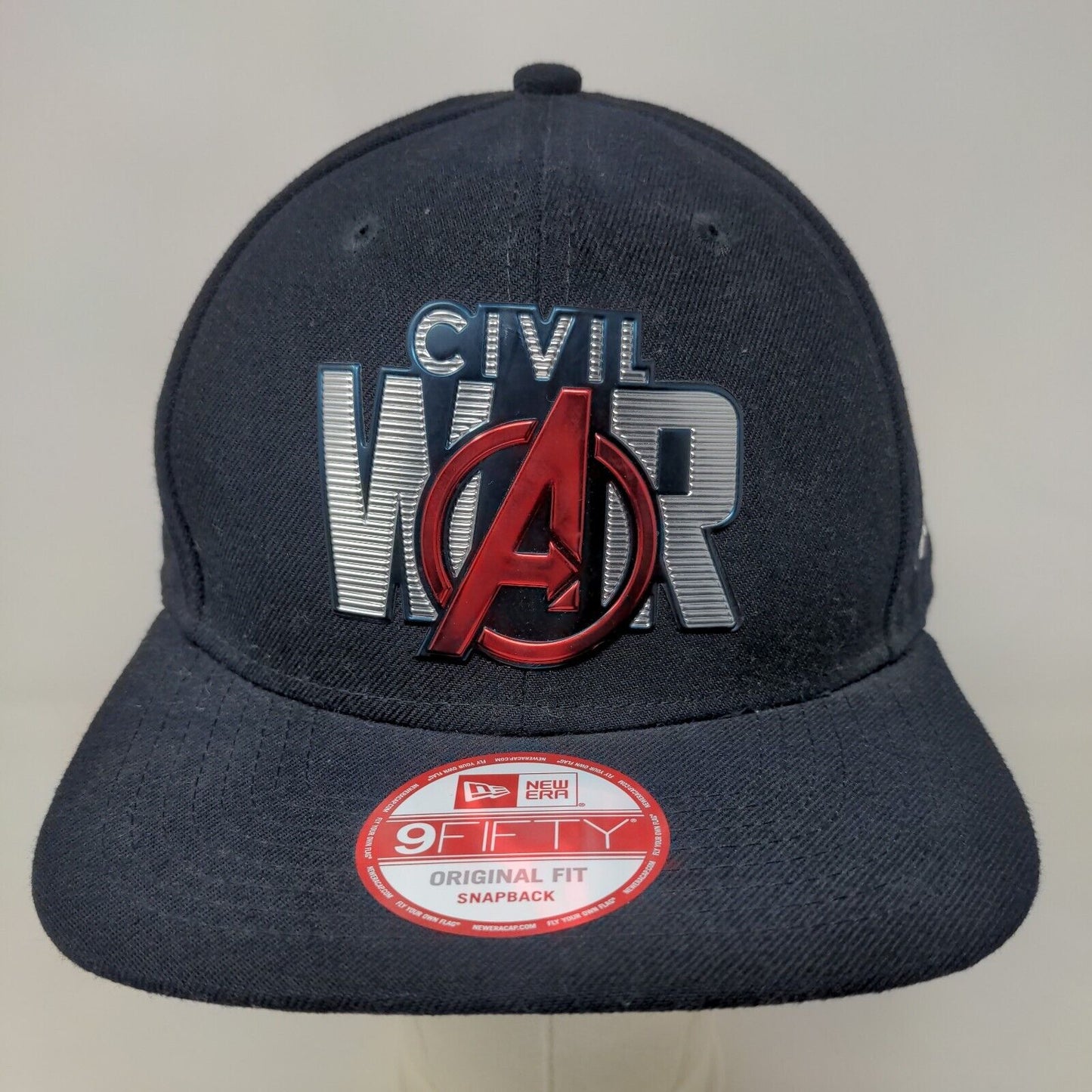 New Era Men's Snapback Hat Blue OSFM #D Captain America Civil War Hat W/Sticker