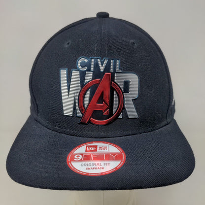 New Era Men's Snapback Hat Blue OSFM #D Captain America Civil War Hat W/Sticker