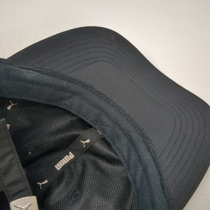 Puma Baseball Cap Black One Size Metal Cat Logo Slideback Strap Hat Polyester