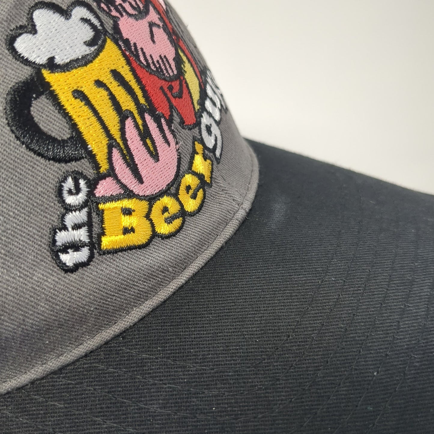 The Beer Guys Strapback Trucker Hat Black One Size Mesh Back Colorblock