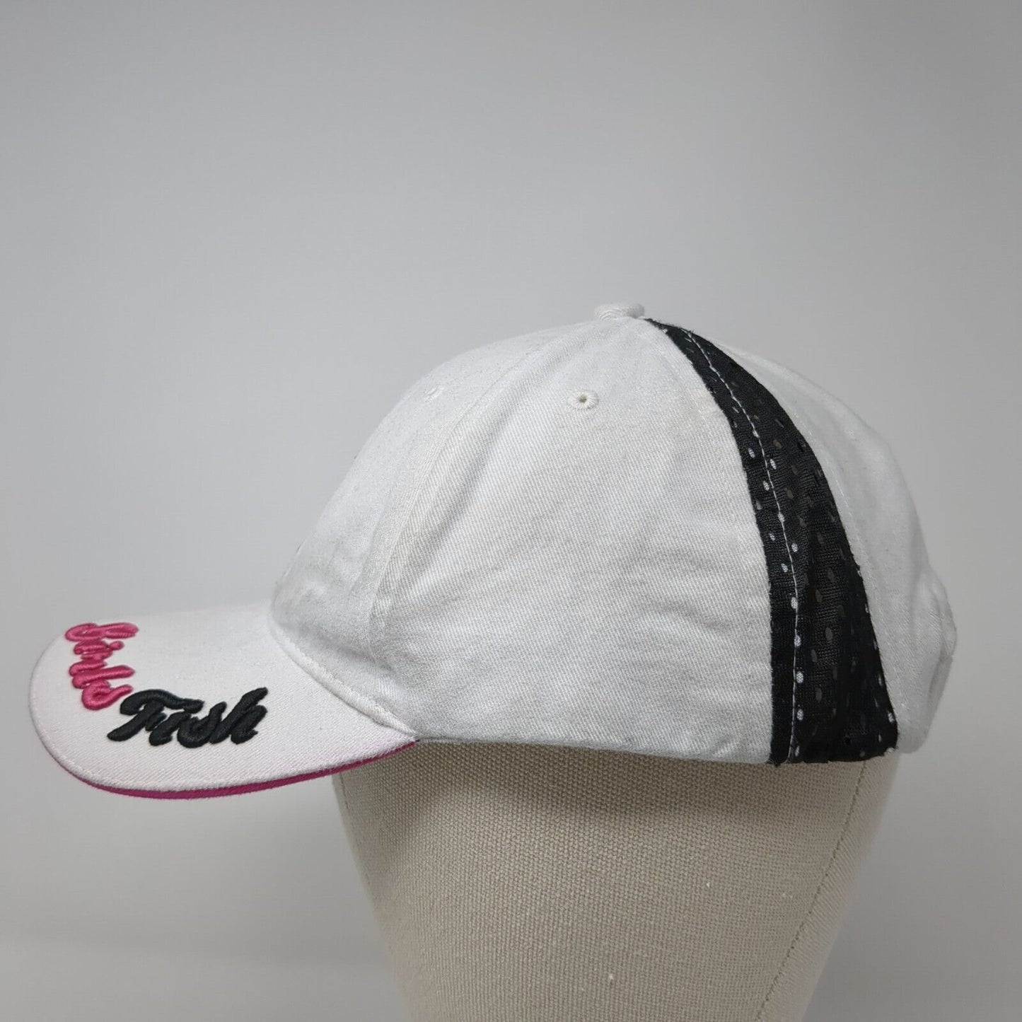 Girls Fish Stapback Hat White One Size Adjustable Embroidered Shasta Water