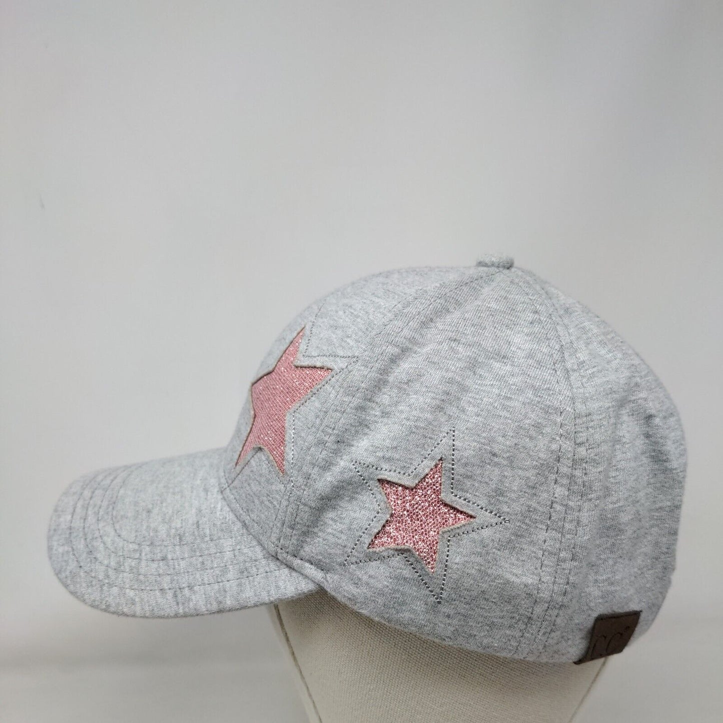 Glitter Star Strapback Hat Gray One Size Adjustable Lightweight 6 Panel Cotton