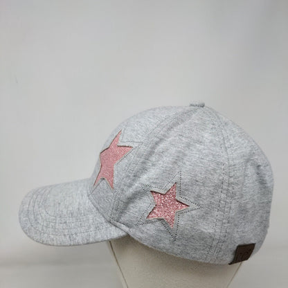 Glitter Star Strapback Hat Gray One Size Adjustable Lightweight 6 Panel Cotton