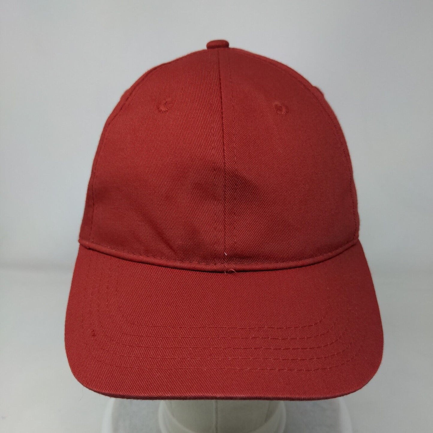Unbranded Strapback Hat Red One Size Adjustable Vented Holes 6 Panel Blank