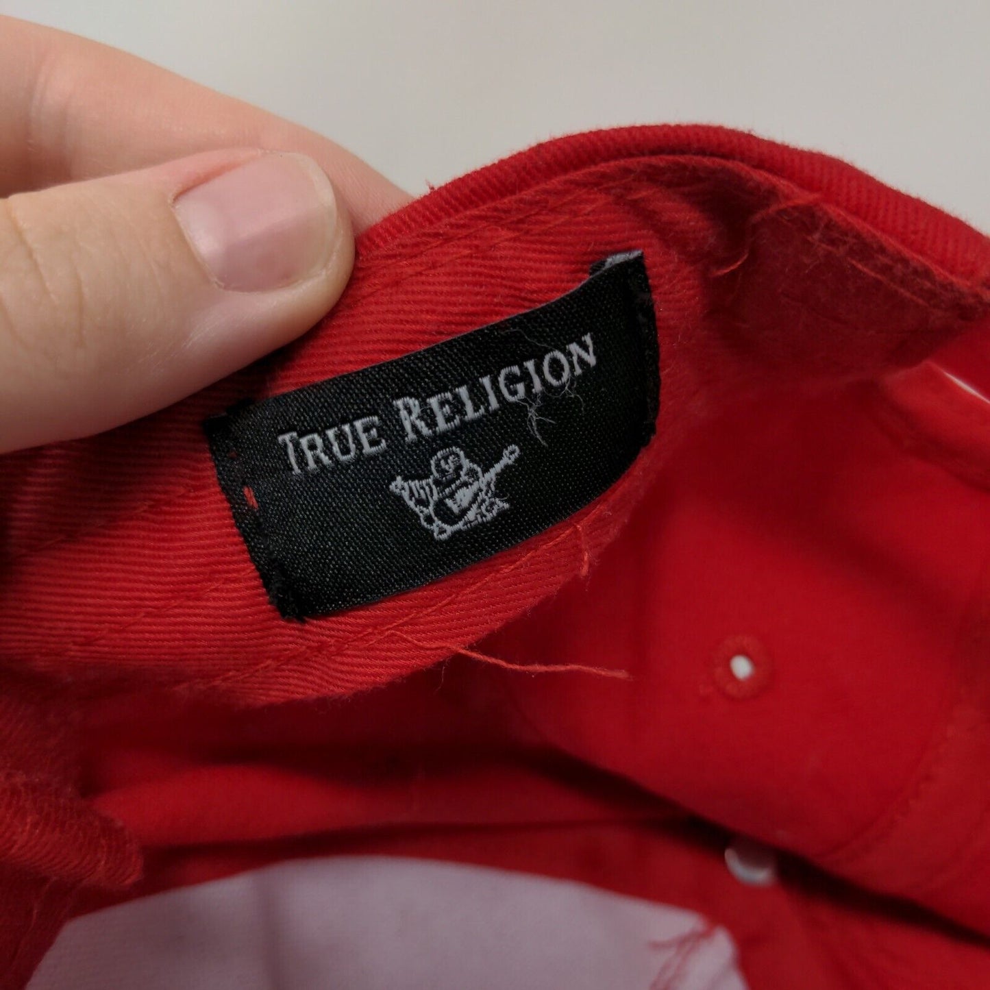 True Religion Snapback Hat Red One Size Embroidered Adjustable Vent Holes