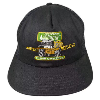 Cyanamid AgriCenter Custom Application Trucker Hat Black Snapback USA Vintage