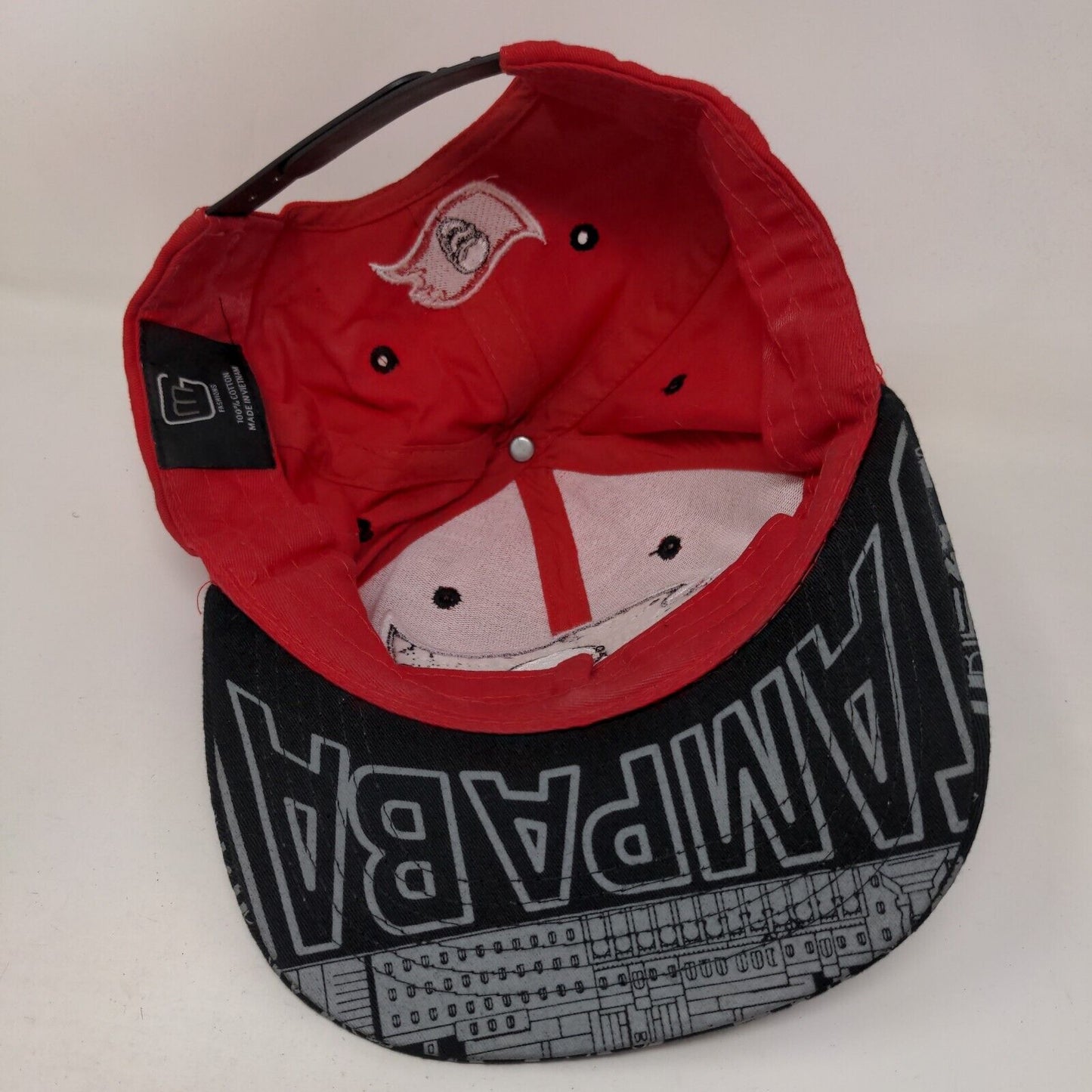 MG Men's Snapback Hat Red Embroidered Big Logo Print Bill Tampa Bay Buccaneers
