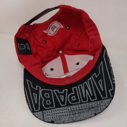 MG Men's Snapback Hat Red Embroidered Big Logo Print Bill Tampa Bay Buccaneers