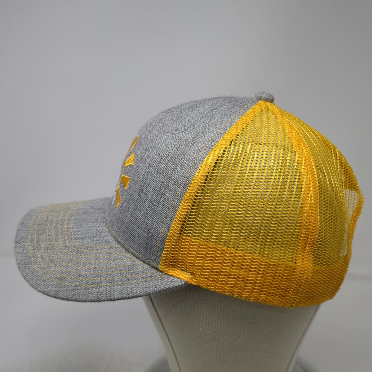Fahrenheit Trucker Hat Gray Yellow One Size Mesh Back Snapback Rays for Rare Sun