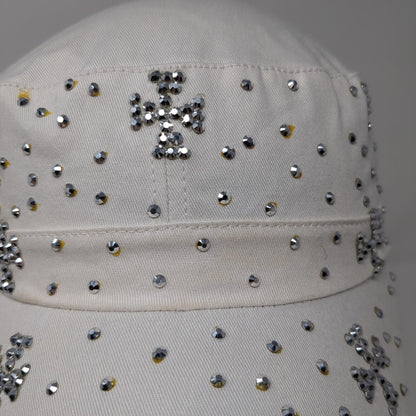 Unbranded Strapback Cadet Army Hat White OSFA Bling Studded Rhinestone