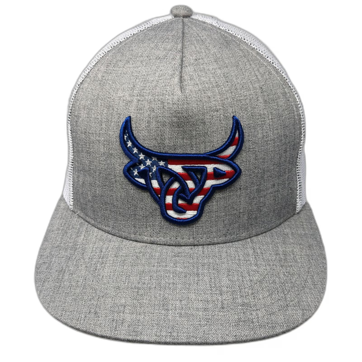 Lost Calf Trucker Hat Gray One Size Steer Bull American Flag Underbrim Snapback