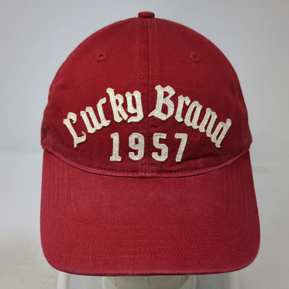 Lucky Brand Baseball Cap Red One Size Cotton Slideback 1957 Embroidery Hat