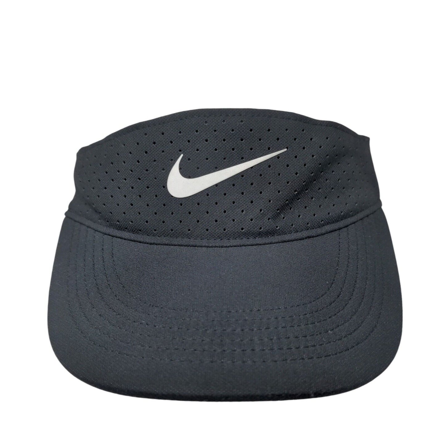 Nike Strapback Sun Visor Hat Black OSFA Adjustable Swoosh Just Do It Dri-Fit