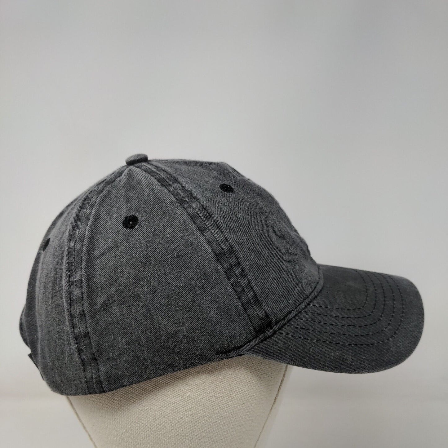 Unbranded Strapback Hat Gray Black Soot OSFM Adjustable 6 Panel Blank