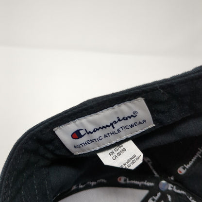 Champion Slideback Hat Black One Size Adjustable Embroidered 6 Panel Cotton