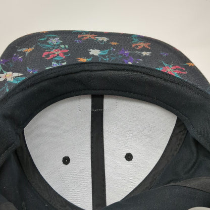 Vans Snapback Hat Black One Size Floral Pattern Brim Tropical Print Logo Patch