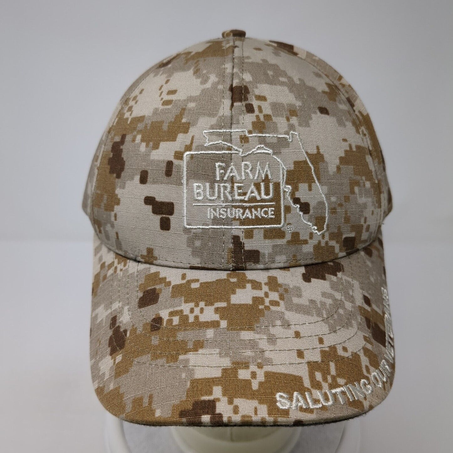 Farm Bureau Insurance Saluting Our Veterans Strapback Hat Camo OS Americap USA
