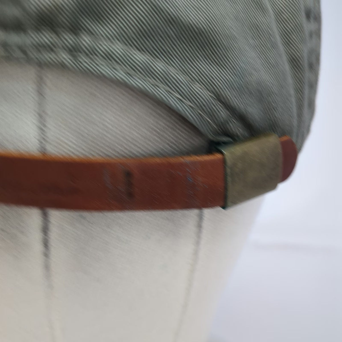 Eddie Bauer Baseball Cap Green Leather Strap Cotton Metal Eyelets Hat Vintage
