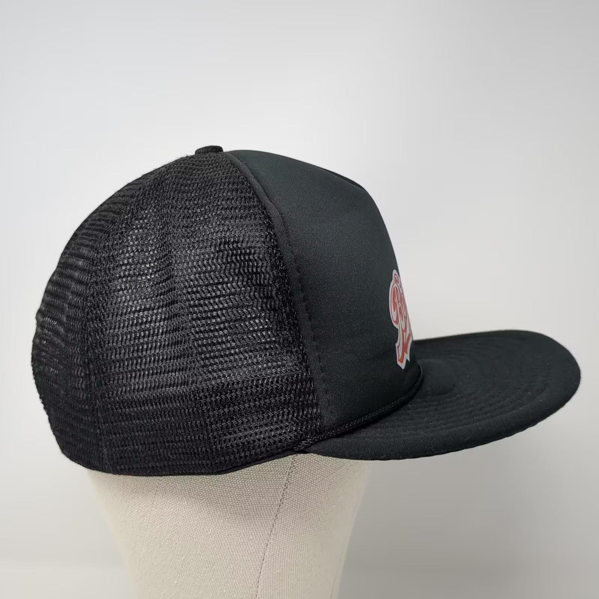 San Sun Berghoff Beer Trucker Hat Black Red Snapback Mesh Cap OSFA Vintage