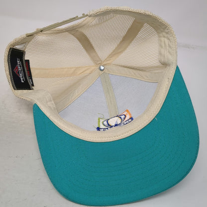 Pacific Headwear Trucker Hat Blue Beige One Size Organics Patch Mesh Snapback