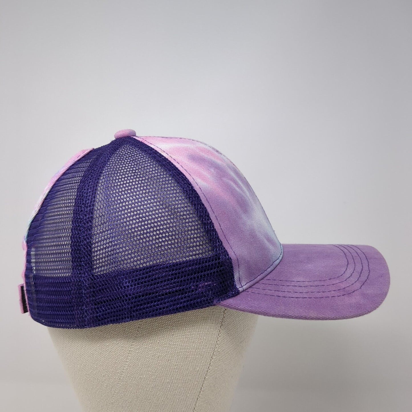 Unbranded Strapback Mesh Back Trucker Hat Multi One Size Tie Dye Ponytail