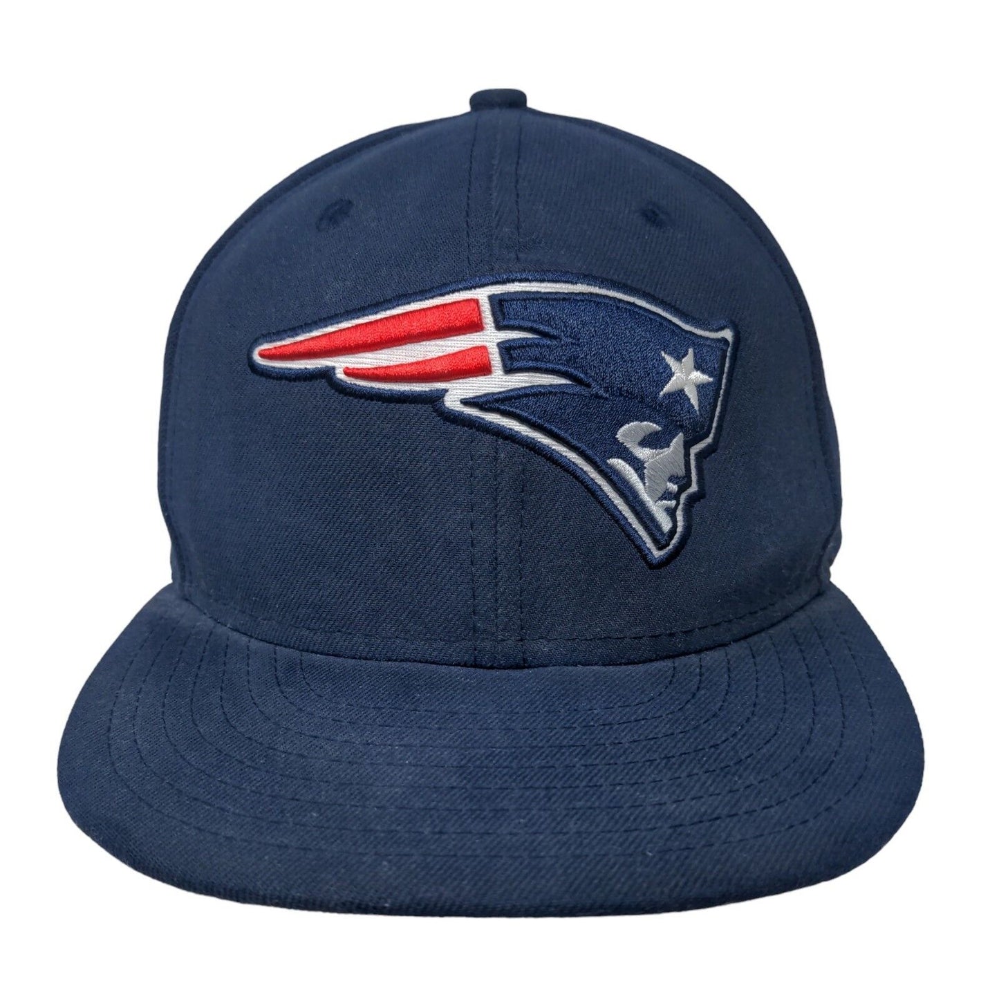 New Era Mens Fitted Hat Blue 7 3/8 New England Patriots Embroidered Logo 59Fifty