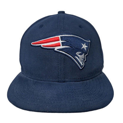 New Era Mens Fitted Hat Blue 7 3/8 New England Patriots Embroidered Logo 59Fifty