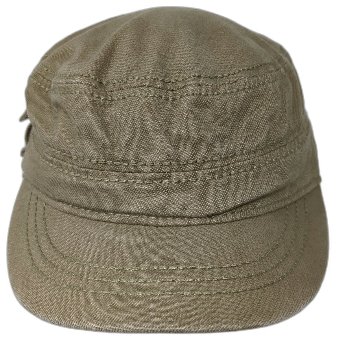 Army Cap Brown One Size Side Pocket Cotton Strapback Hat Adjustable Cadet Base