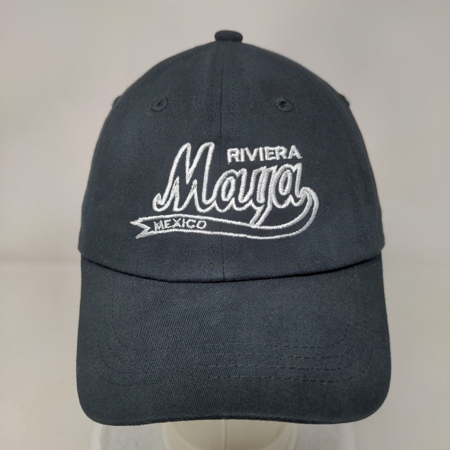 Riviera Maya Mexico Slideback Hat Black One Size Embroidered 6 Panel
