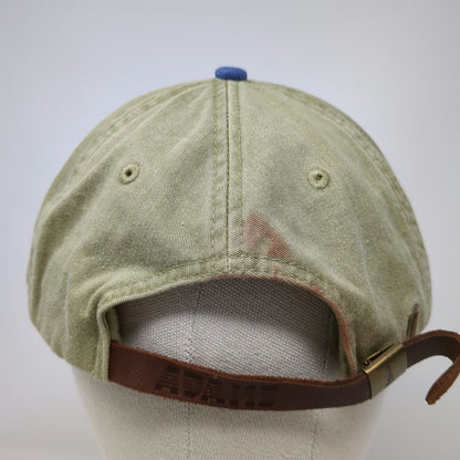Adams Baseball Cap Green Blue One Size Leather Strapback Embroidered Logo Hat